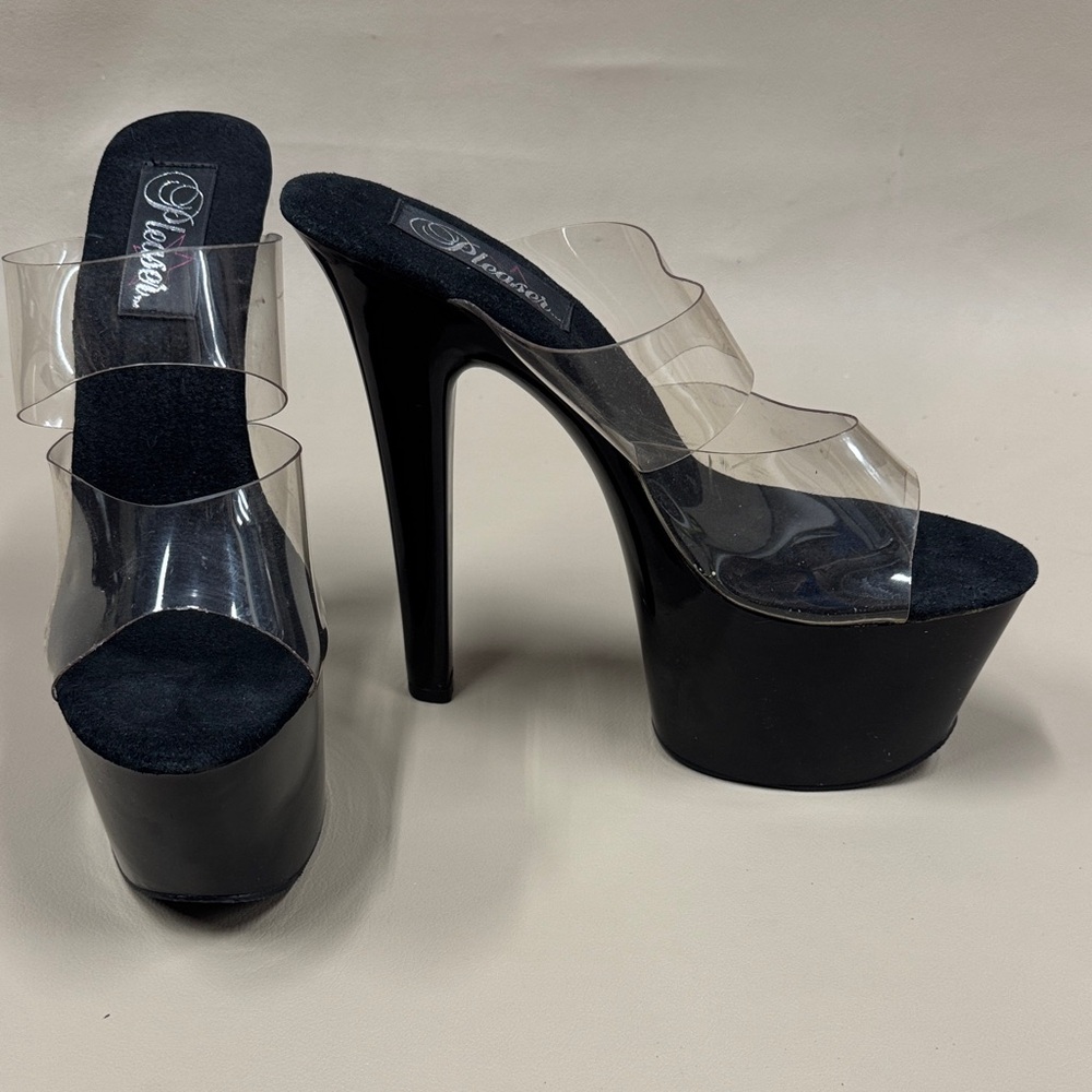 Pleaser Black and Transparent Platform Heels